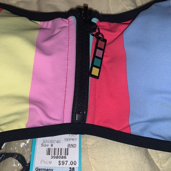 Seafolly Australia band wave zip front bandeau bikini top - Picture 4 of 11